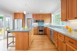 Wood Modern Farm-Style Kitchen Remodel in Boston, Massachusetts
